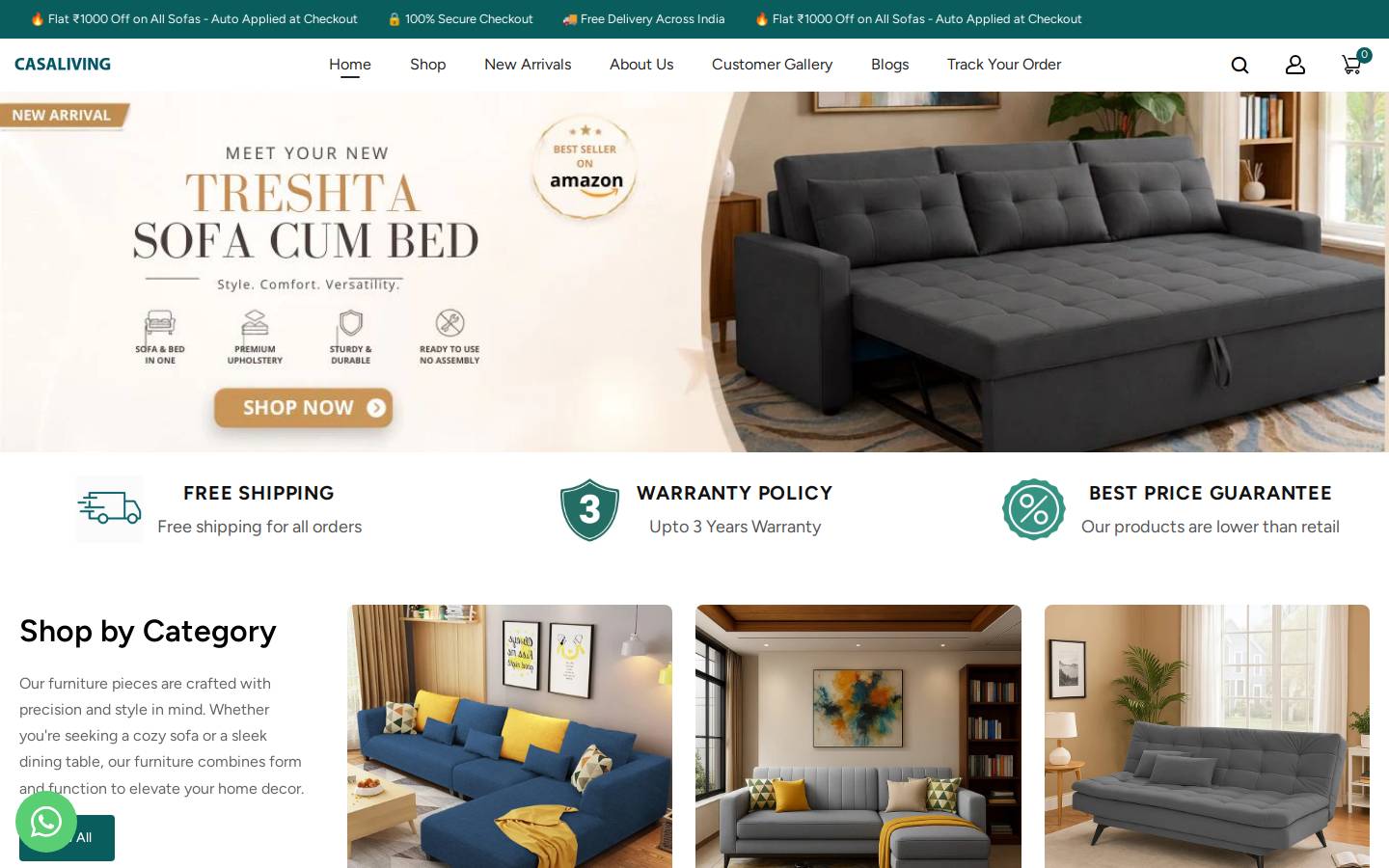 casaliving.in homepage screenshot