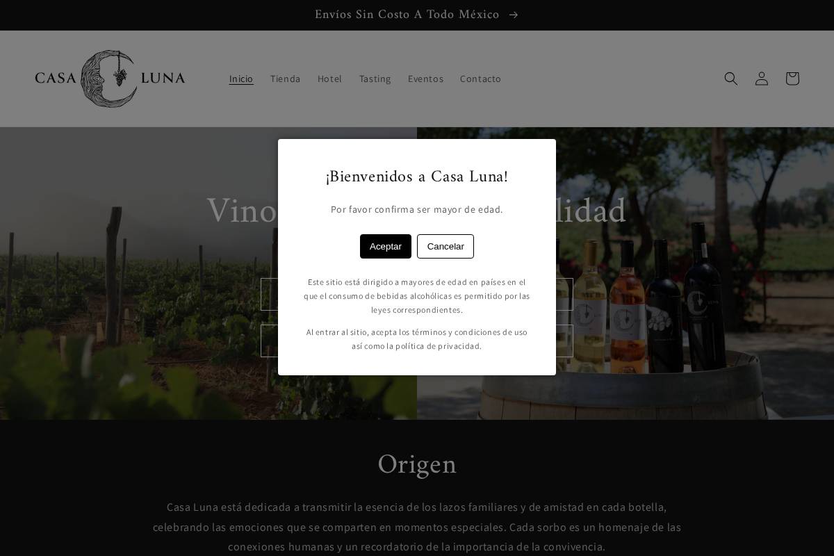 casalunavinos.com homepage screenshot