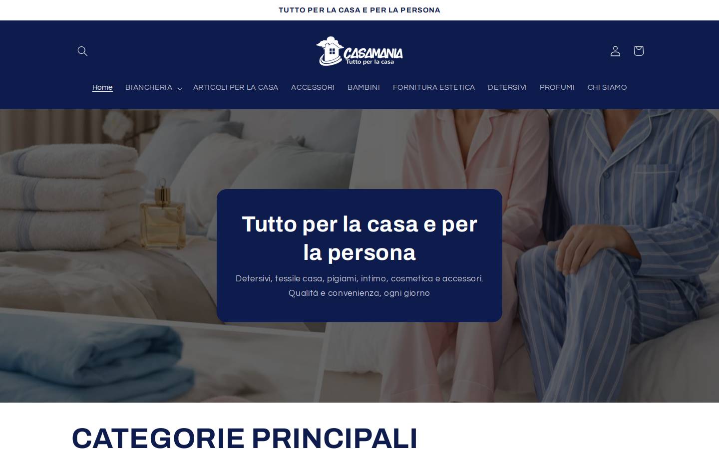 Casamaniastore homepage screenshot