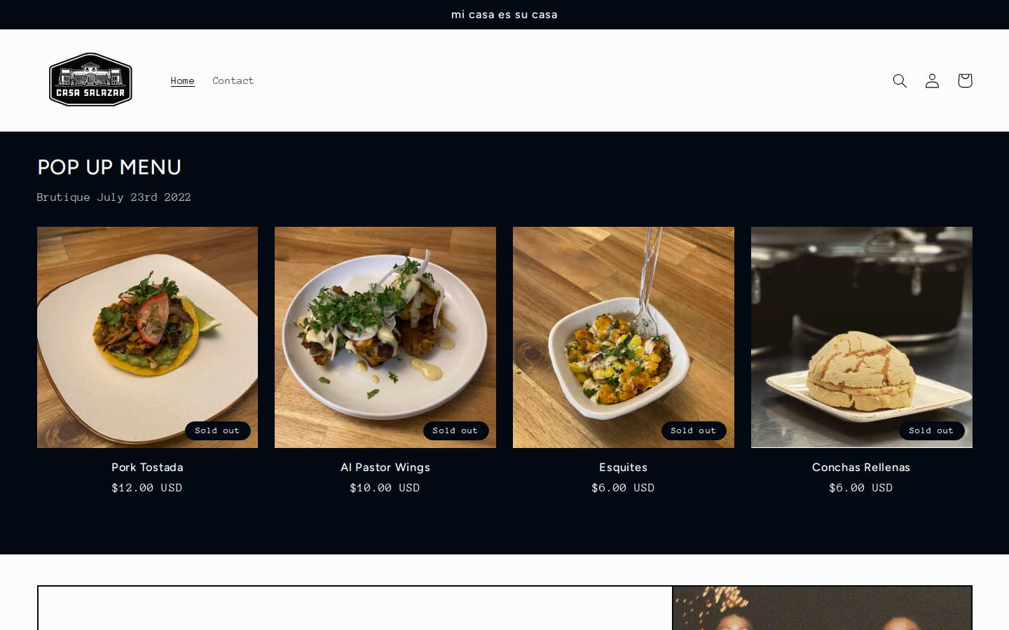 casasalazareats.com homepage screenshot