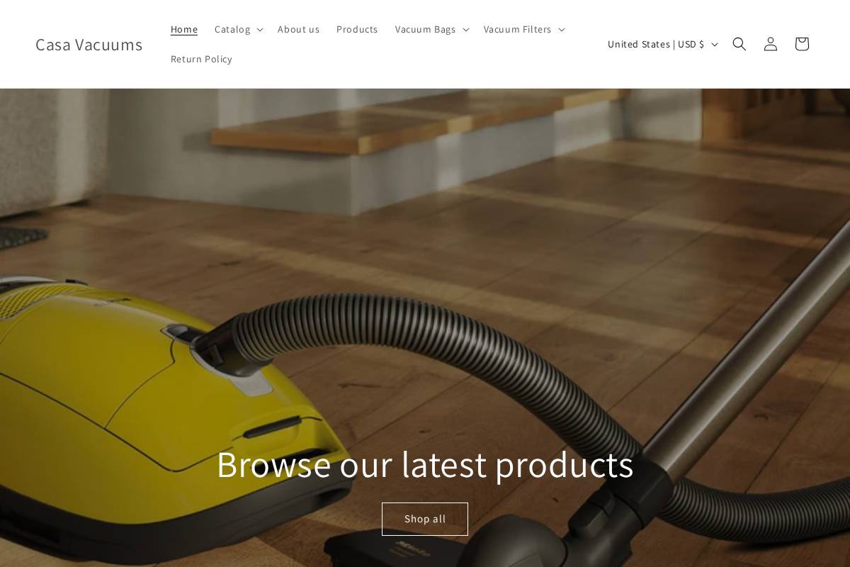 casavacuums.com homepage screenshot