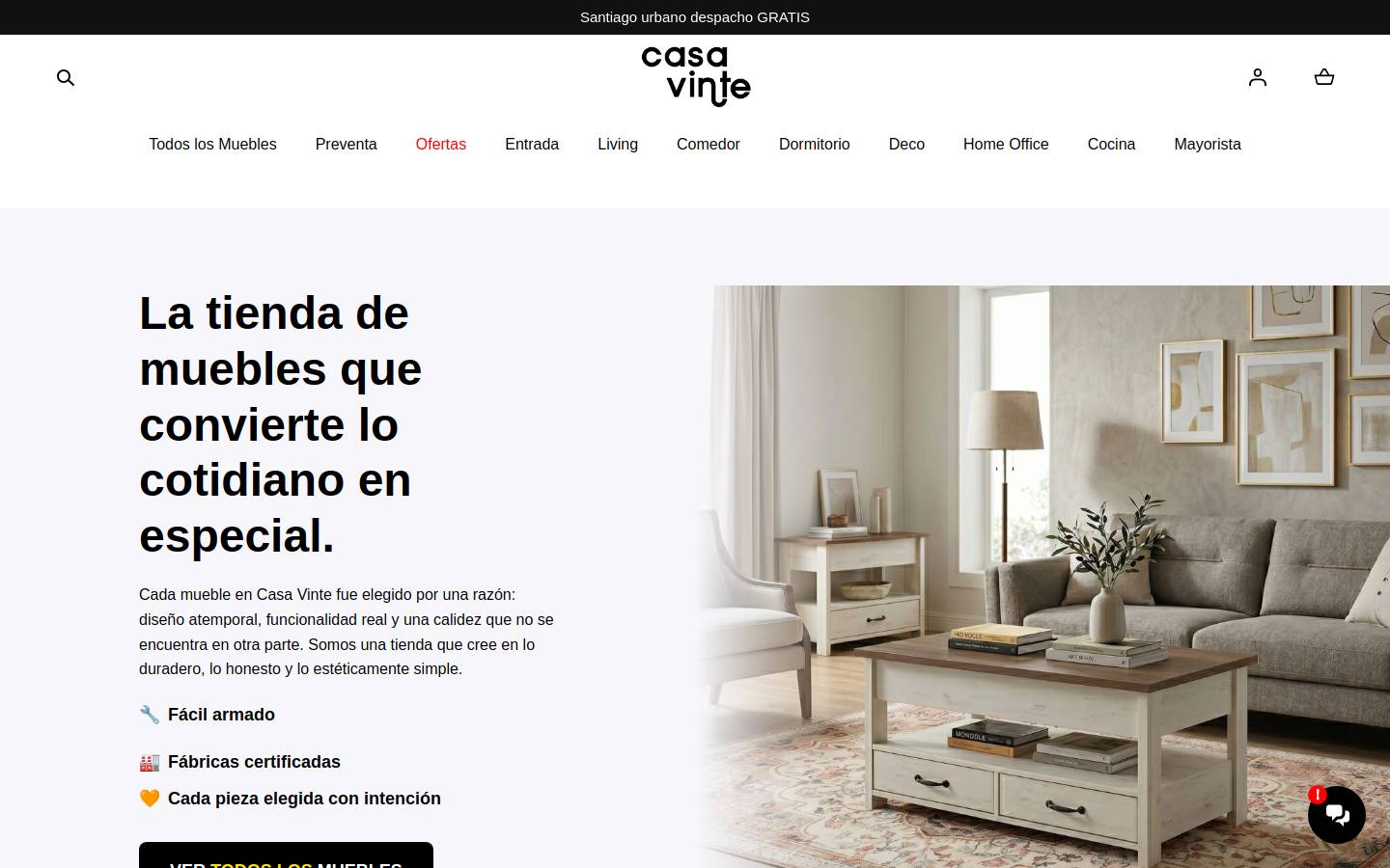 casavinte.cl homepage screenshot