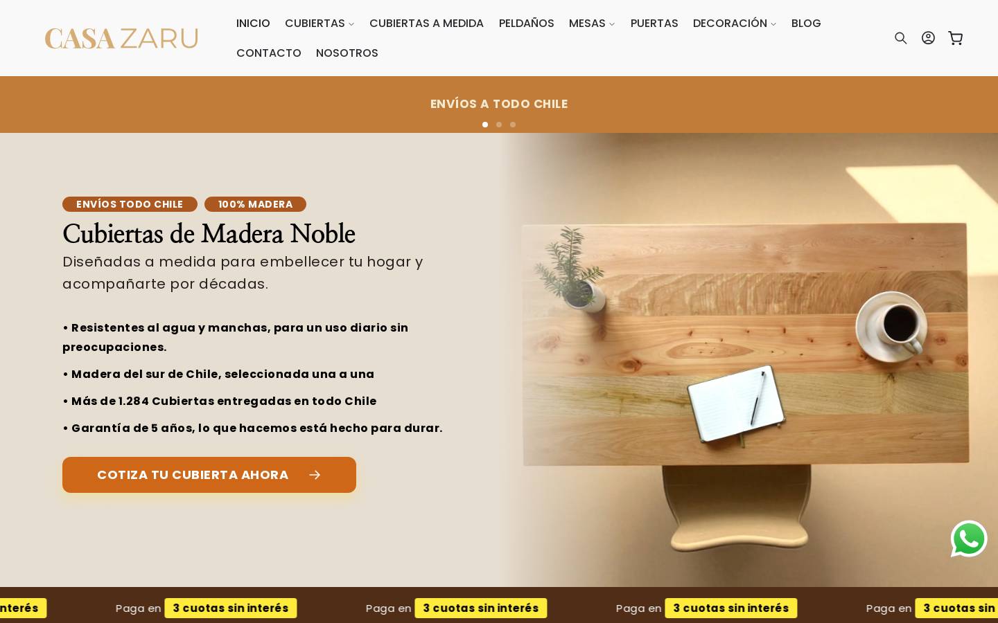 casazaru.cl homepage screenshot