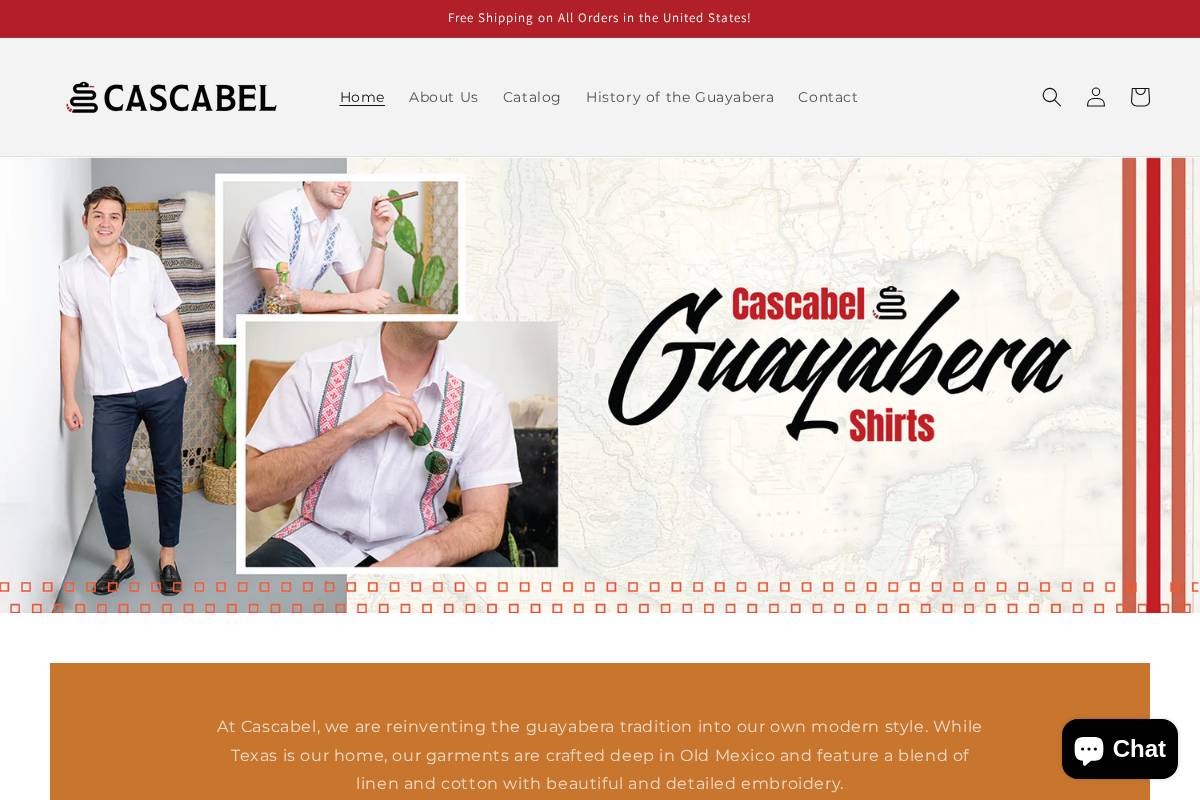 cascabelclothing.com homepage screenshot