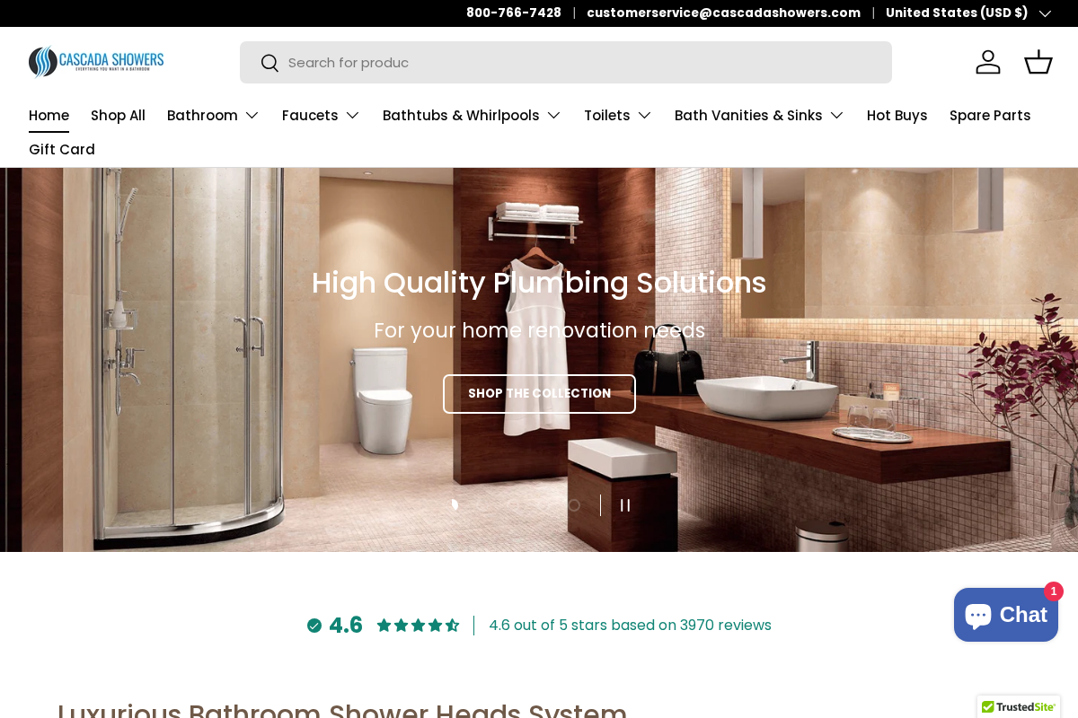 Cascada Showers homepage screenshot