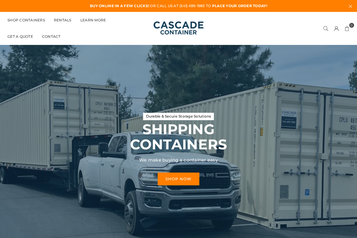 Cascade Container homepage screenshot