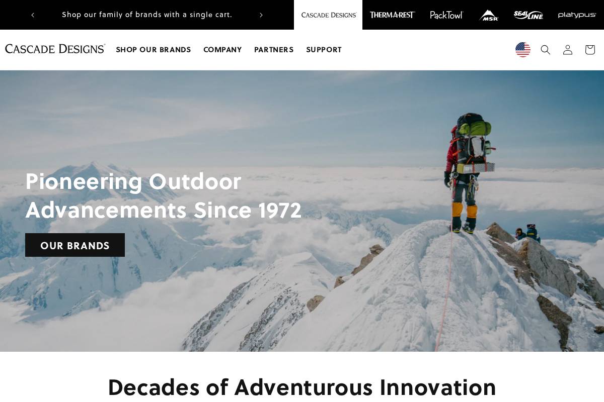 Cascade Designs, Inc. homepage screenshot
