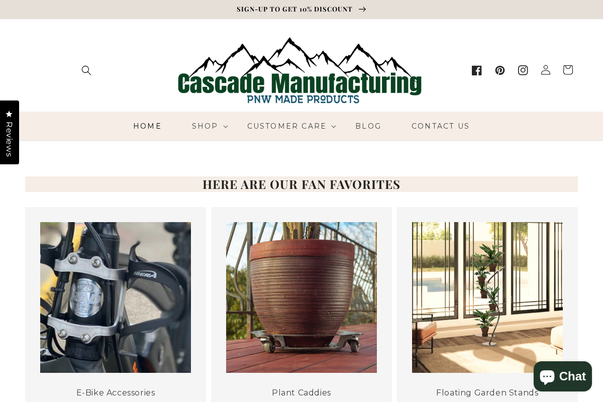Cascade Manufacturing homepage screenshot