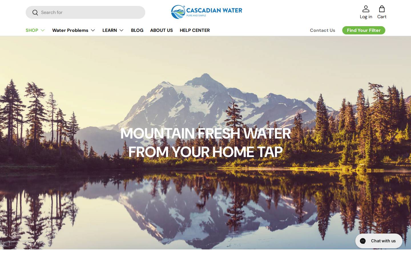 cascadianwater.com homepage screenshot