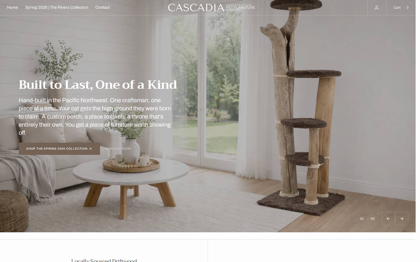 cascadiapetfurniture.com homepage screenshot