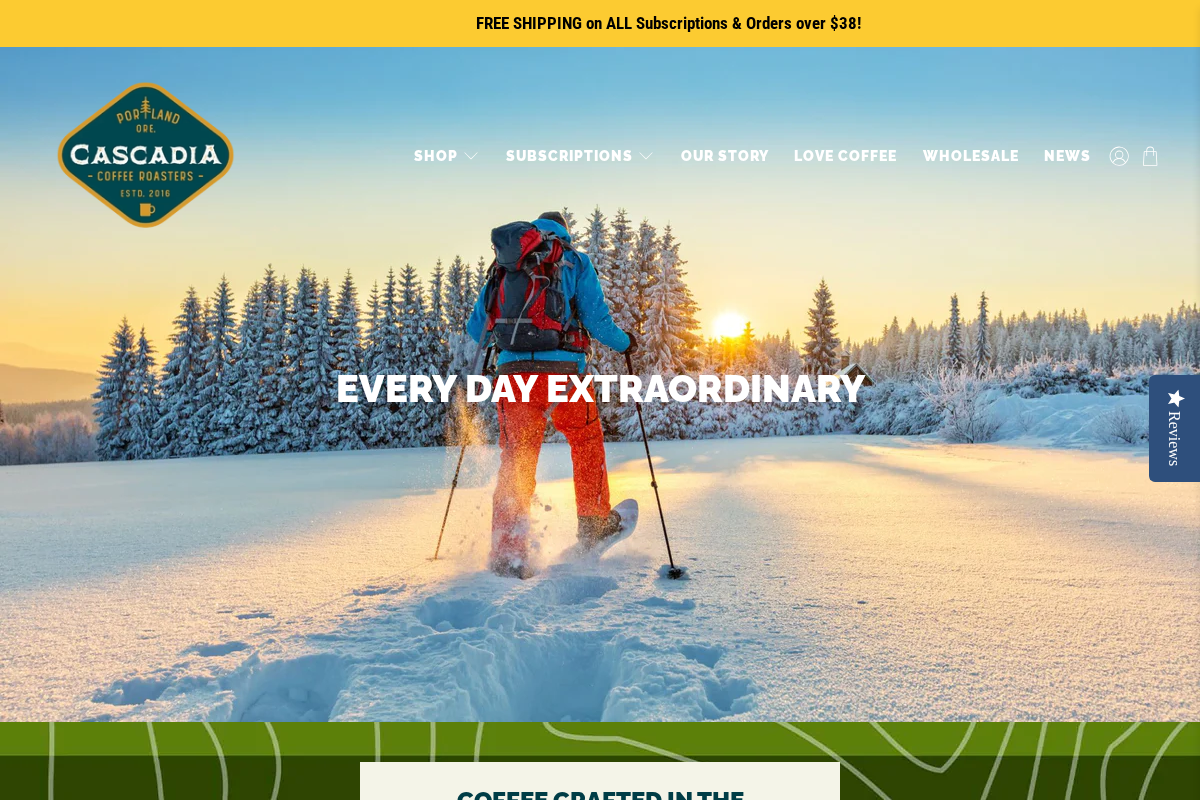 cascadiaroasters.com homepage screenshot