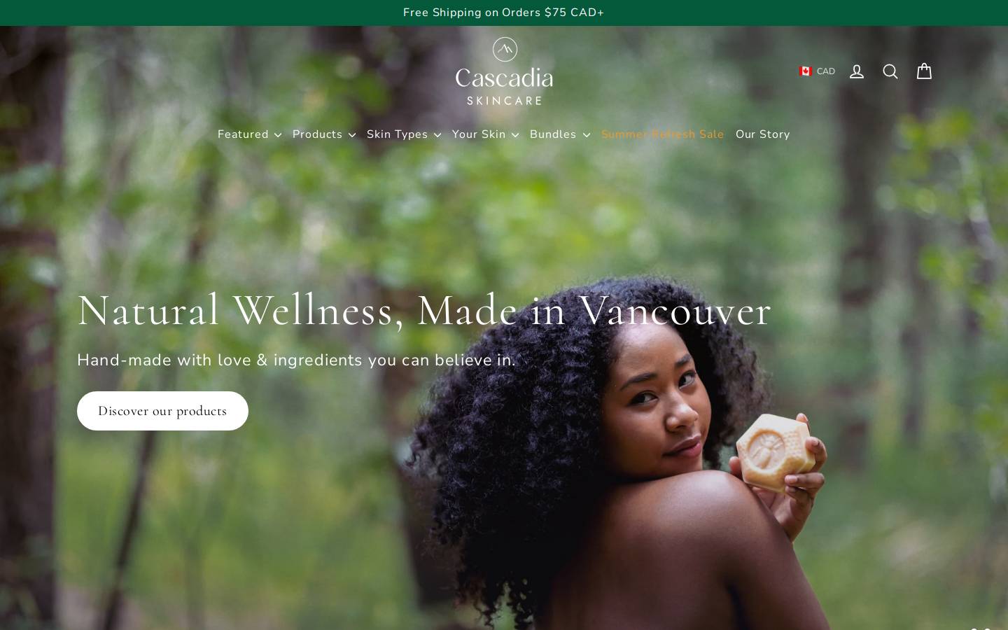 cascadiasoap.com homepage screenshot