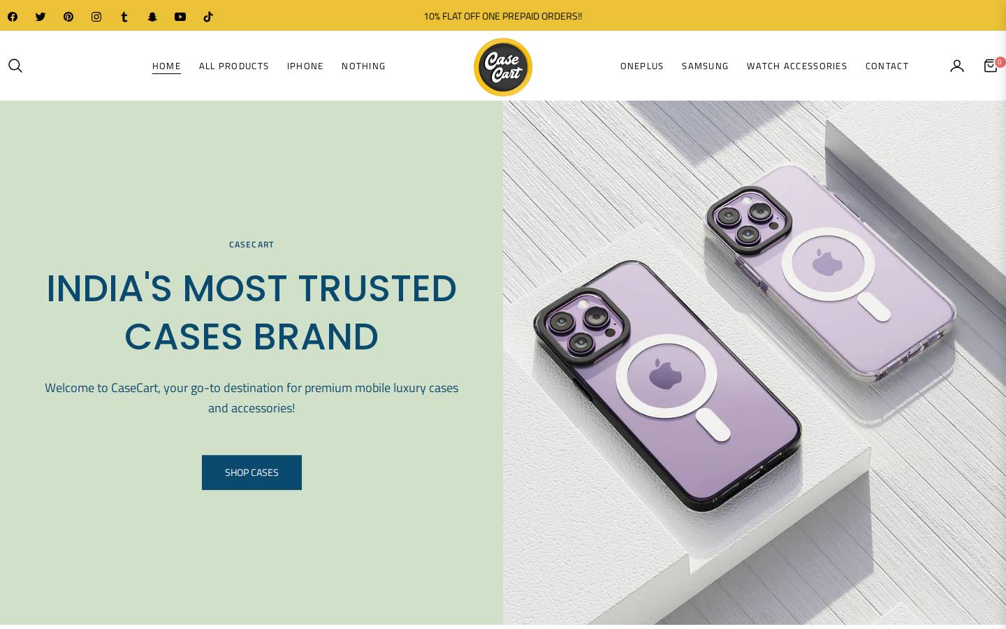 casecart.in homepage screenshot