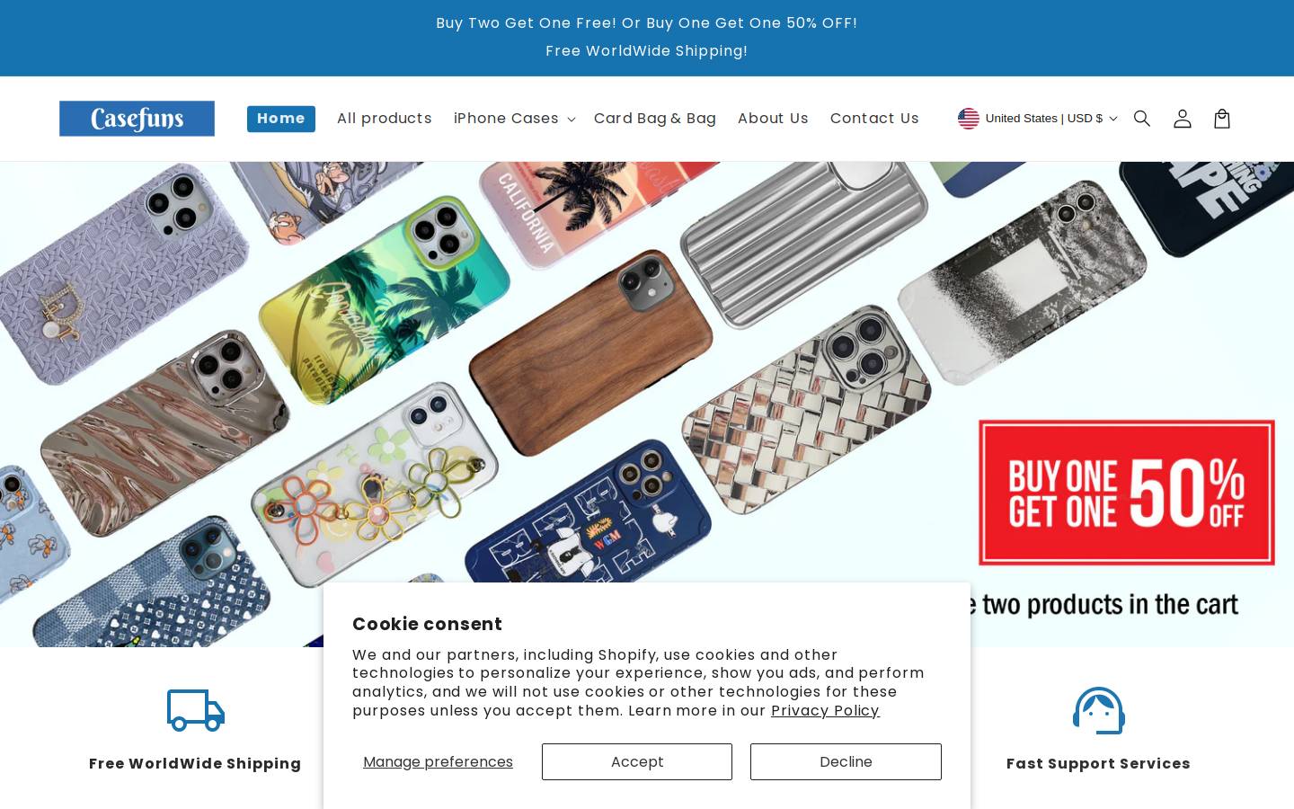 casefuns.com homepage screenshot
