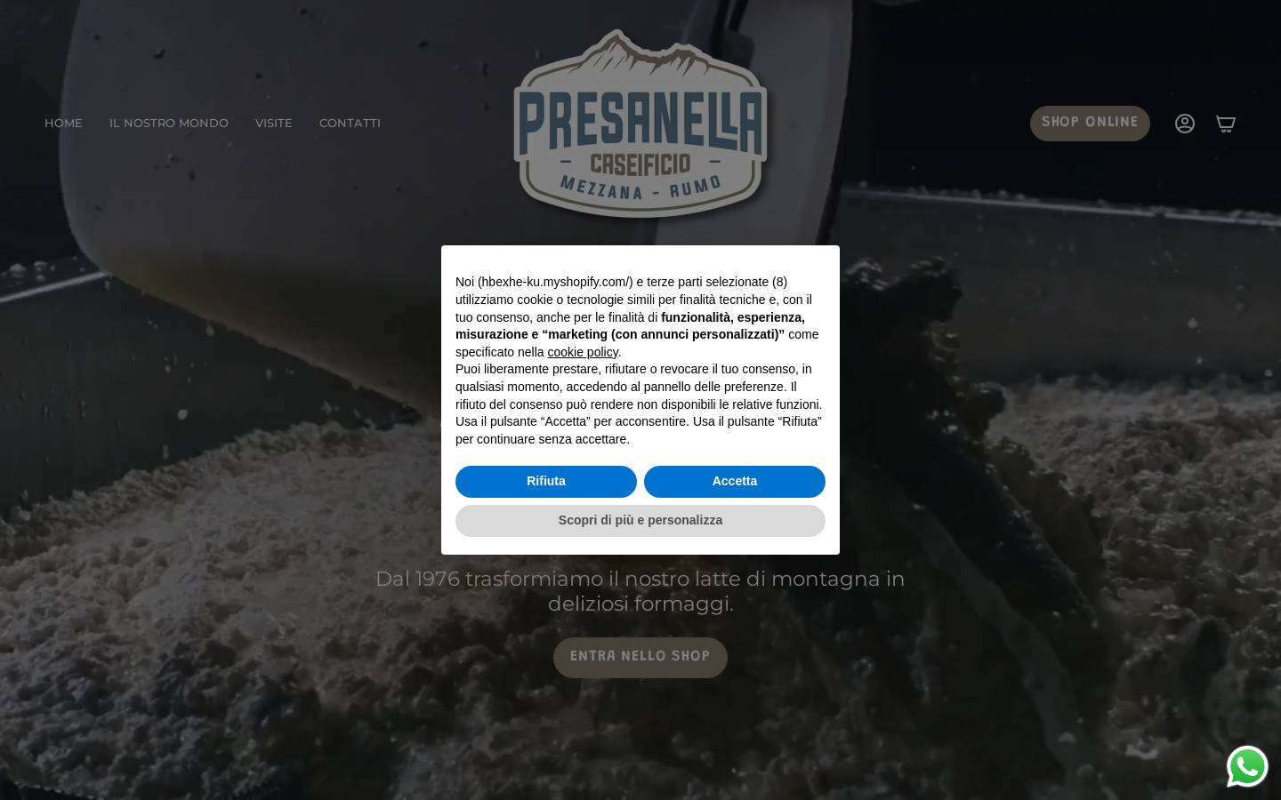 caseificiopresanella.com homepage screenshot