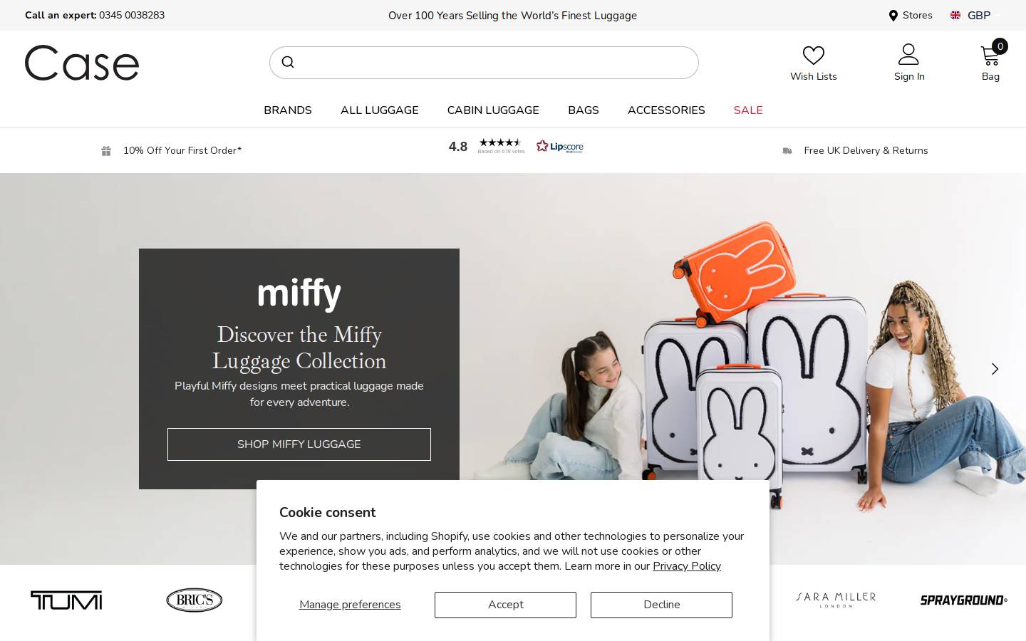 Case Luggage homepage screenshot