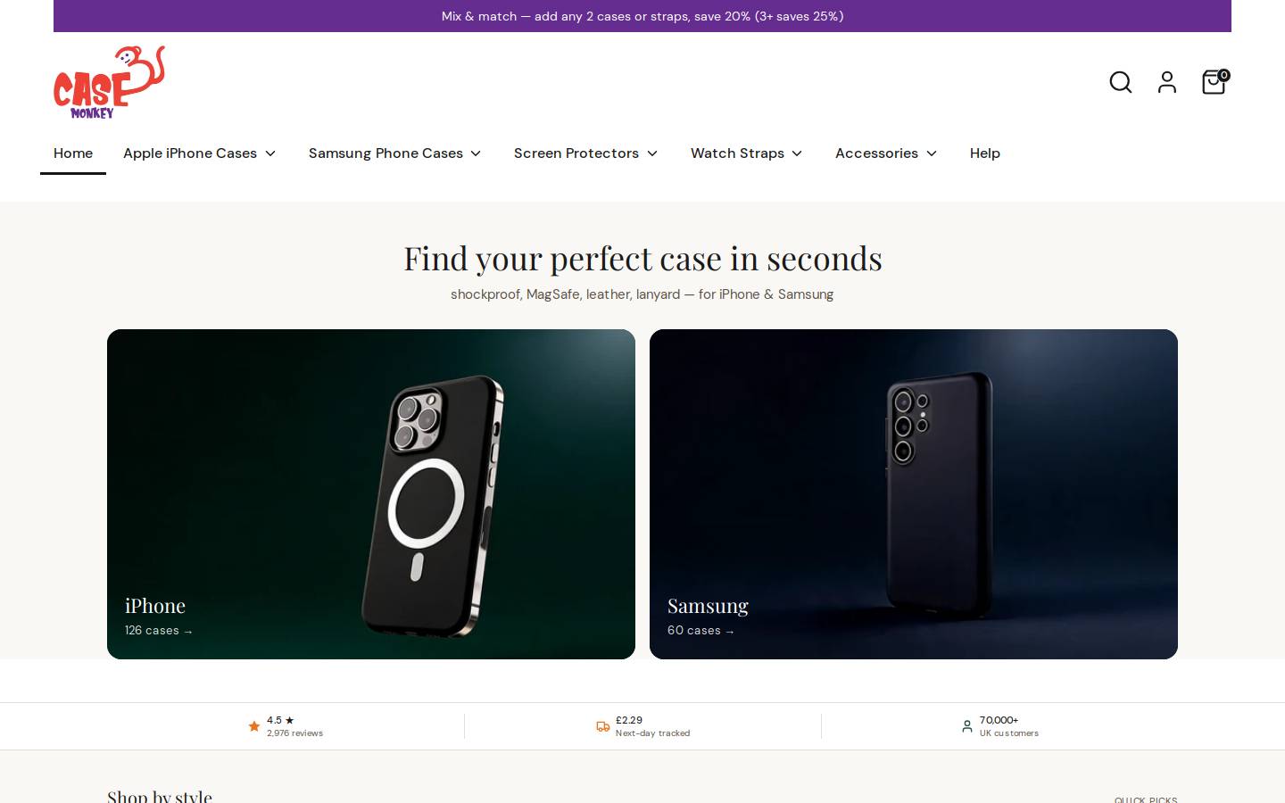 Case Monkey homepage screenshot