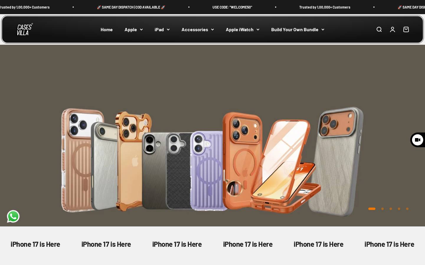casesvilla.com homepage screenshot