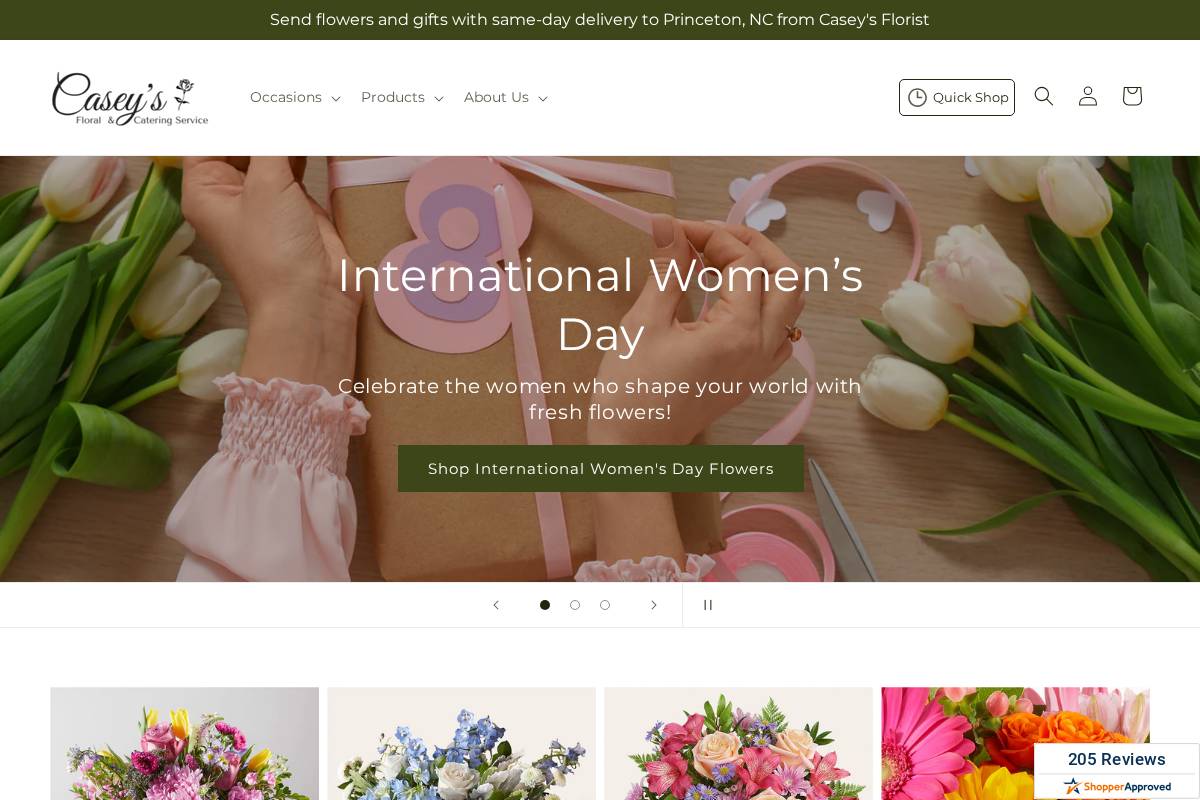 caseysflorist.com homepage screenshot