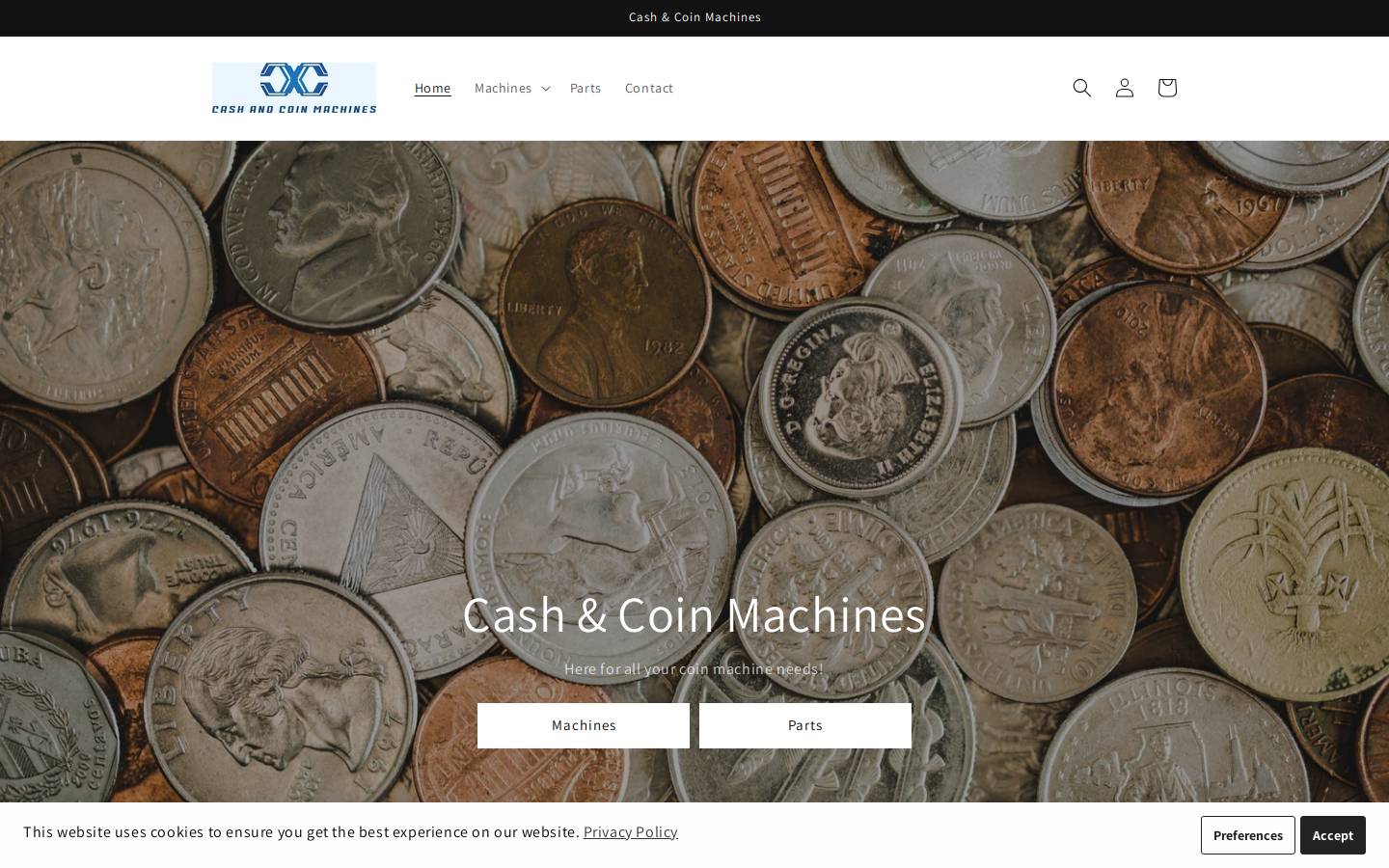 cashandcoinmachines.com homepage screenshot