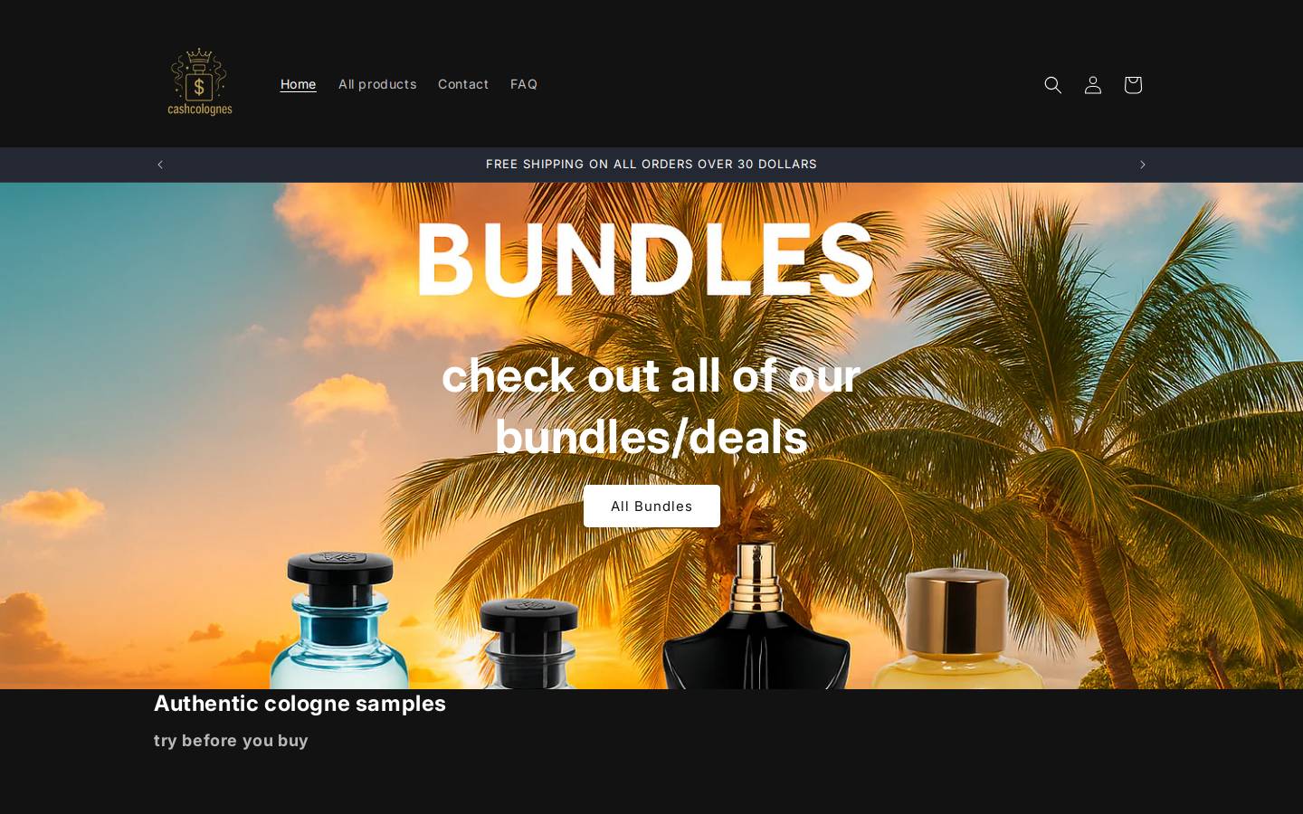 Cashcolognes homepage screenshot