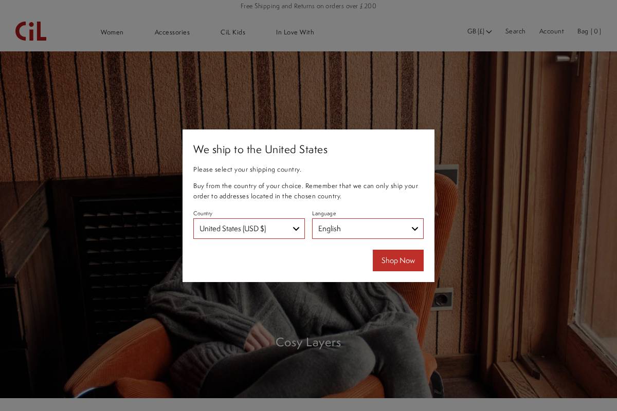 cashmereinlove.com homepage screenshot