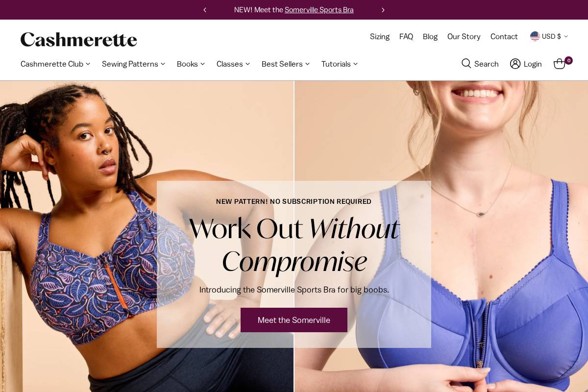 cashmerette.com homepage screenshot