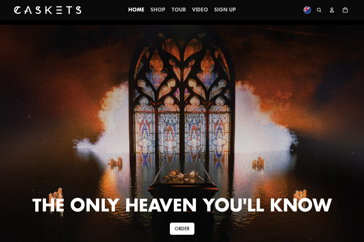 Caskets Band homepage screenshot
