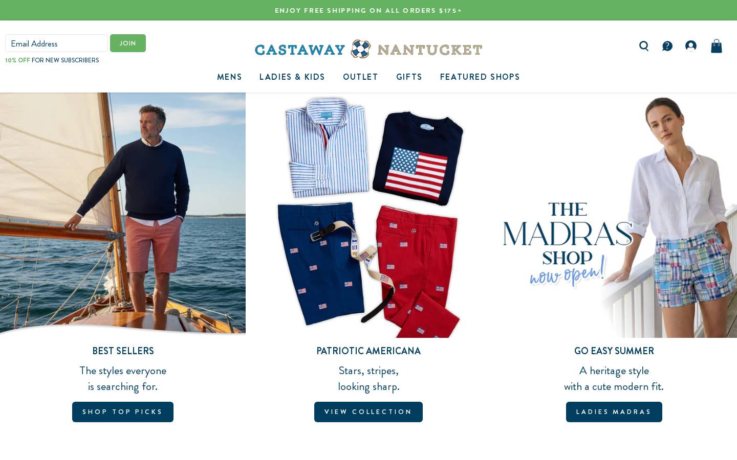 castawayclothing.com homepage screenshot