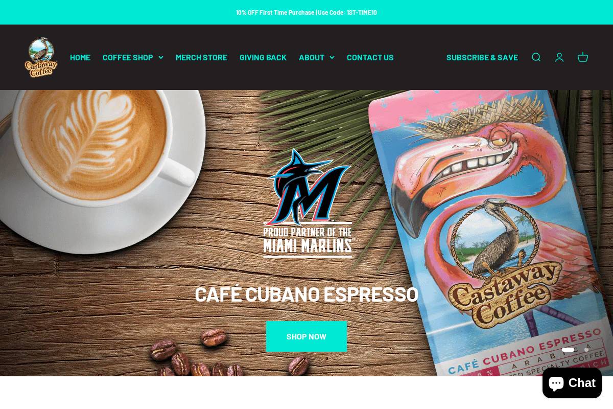 castawaycoffee.com homepage screenshot