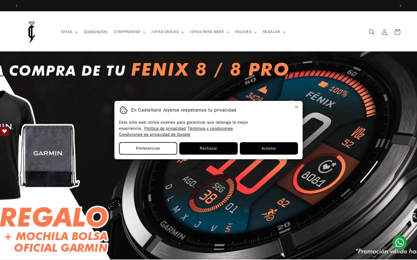 Castellano Joyeros homepage screenshot