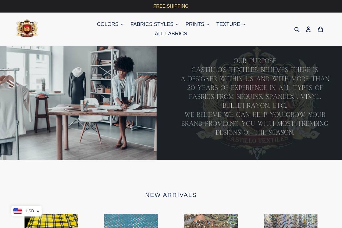 castillotextiles.com homepage screenshot