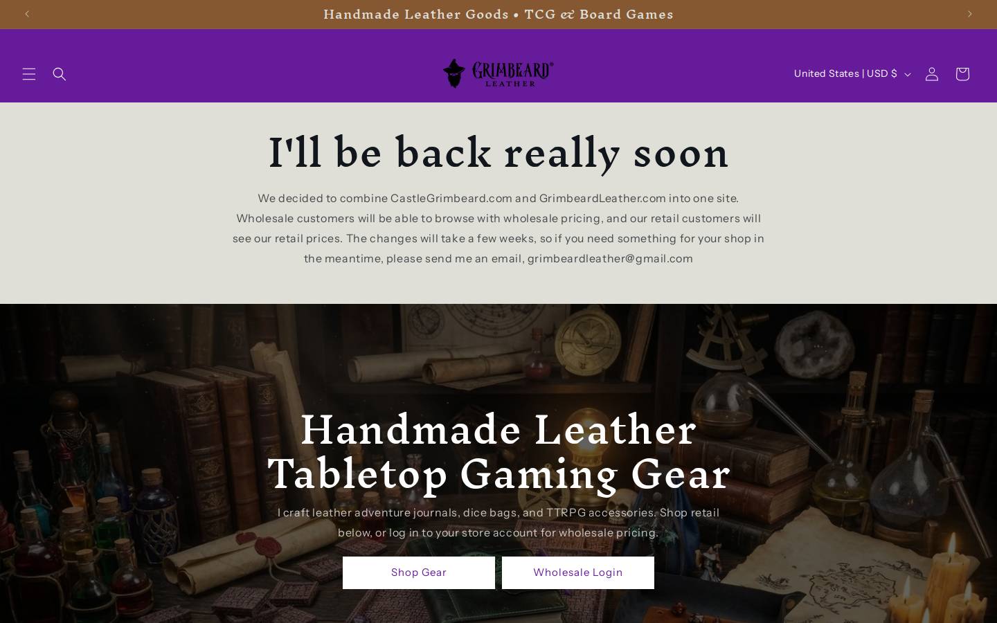 castlegrimbeard.com homepage screenshot