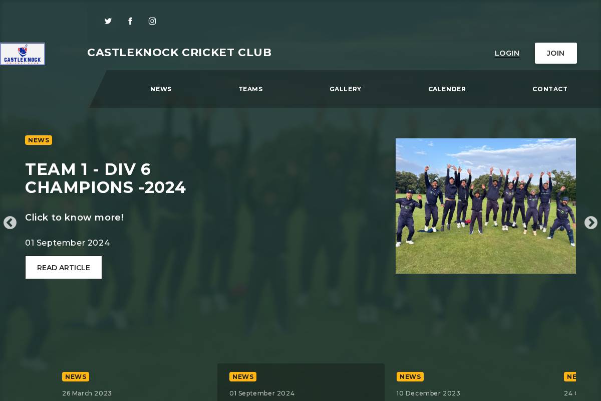 castleknockcricketclub.com homepage screenshot