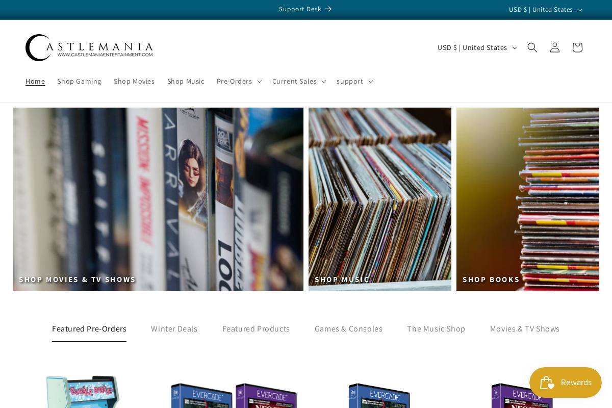 Castlemaniaentertainment homepage screenshot