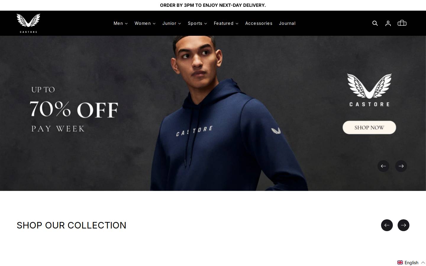 Castore homepage screenshot