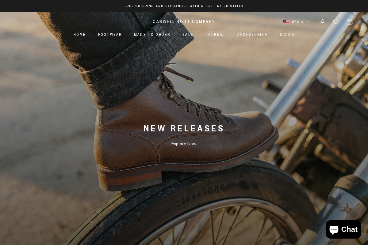 Caswell Boot Company homepage screenshot