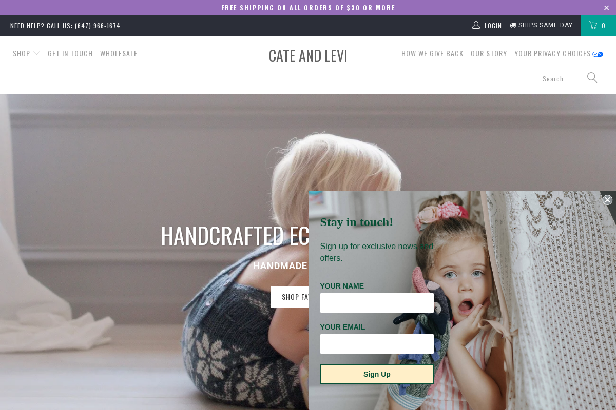 cateandlevi.com homepage screenshot