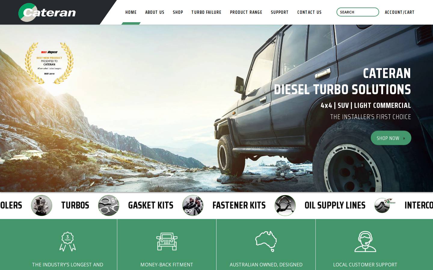 cateran.net.au homepage screenshot