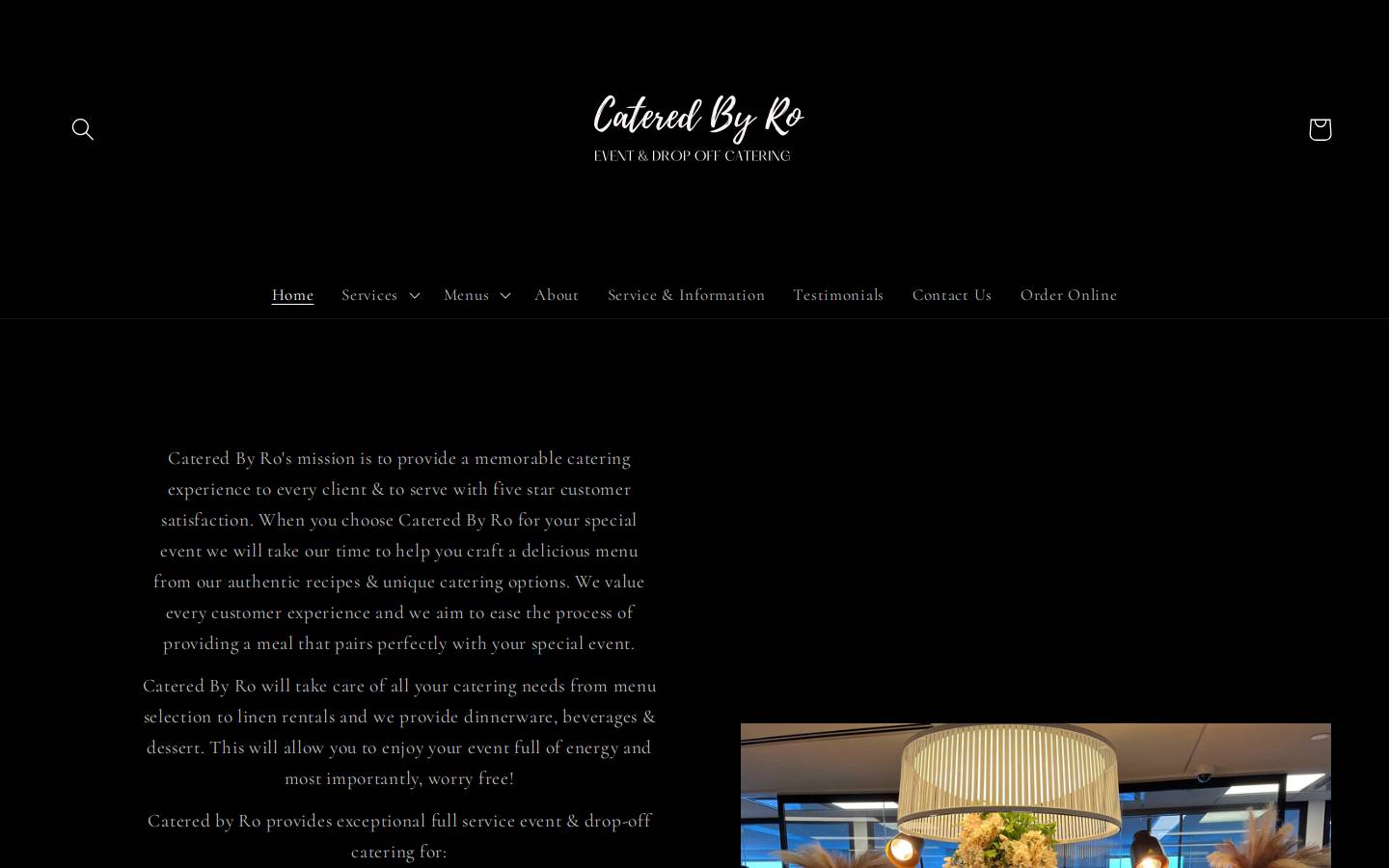 cateredbyro.com homepage screenshot
