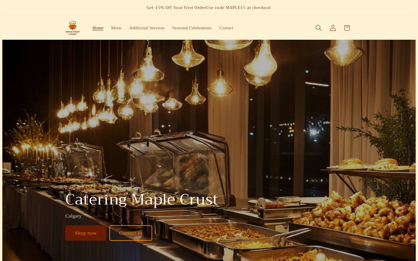 cateringmaplecrust.com homepage screenshot
