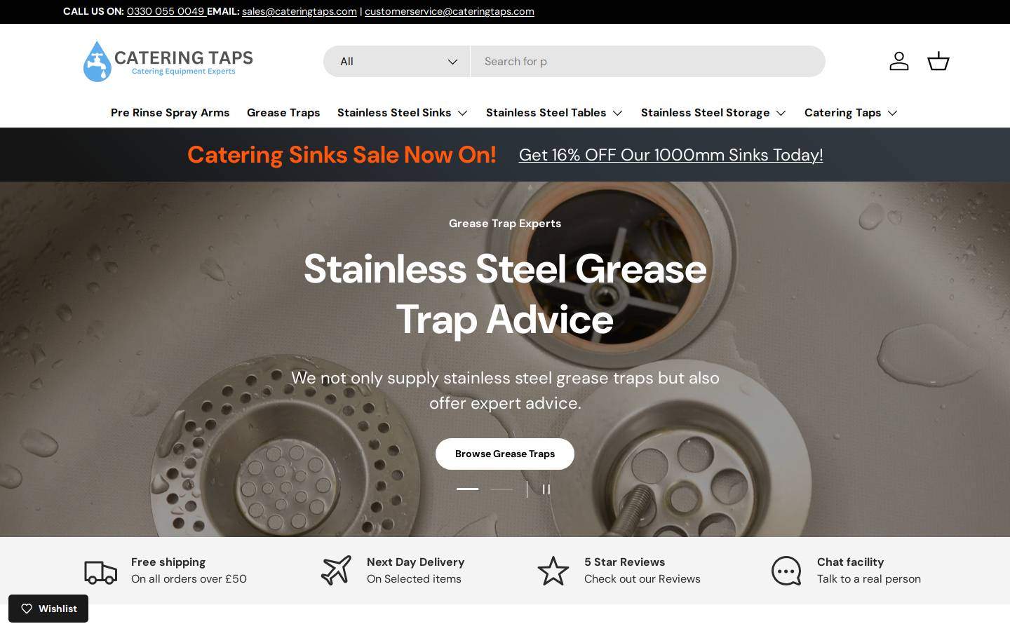 Cateringtaps homepage screenshot