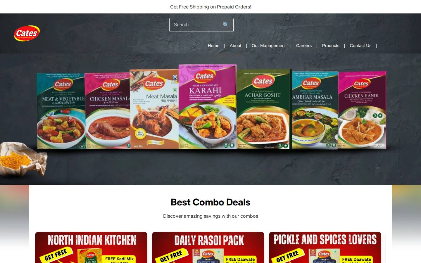 catesspices.com homepage screenshot