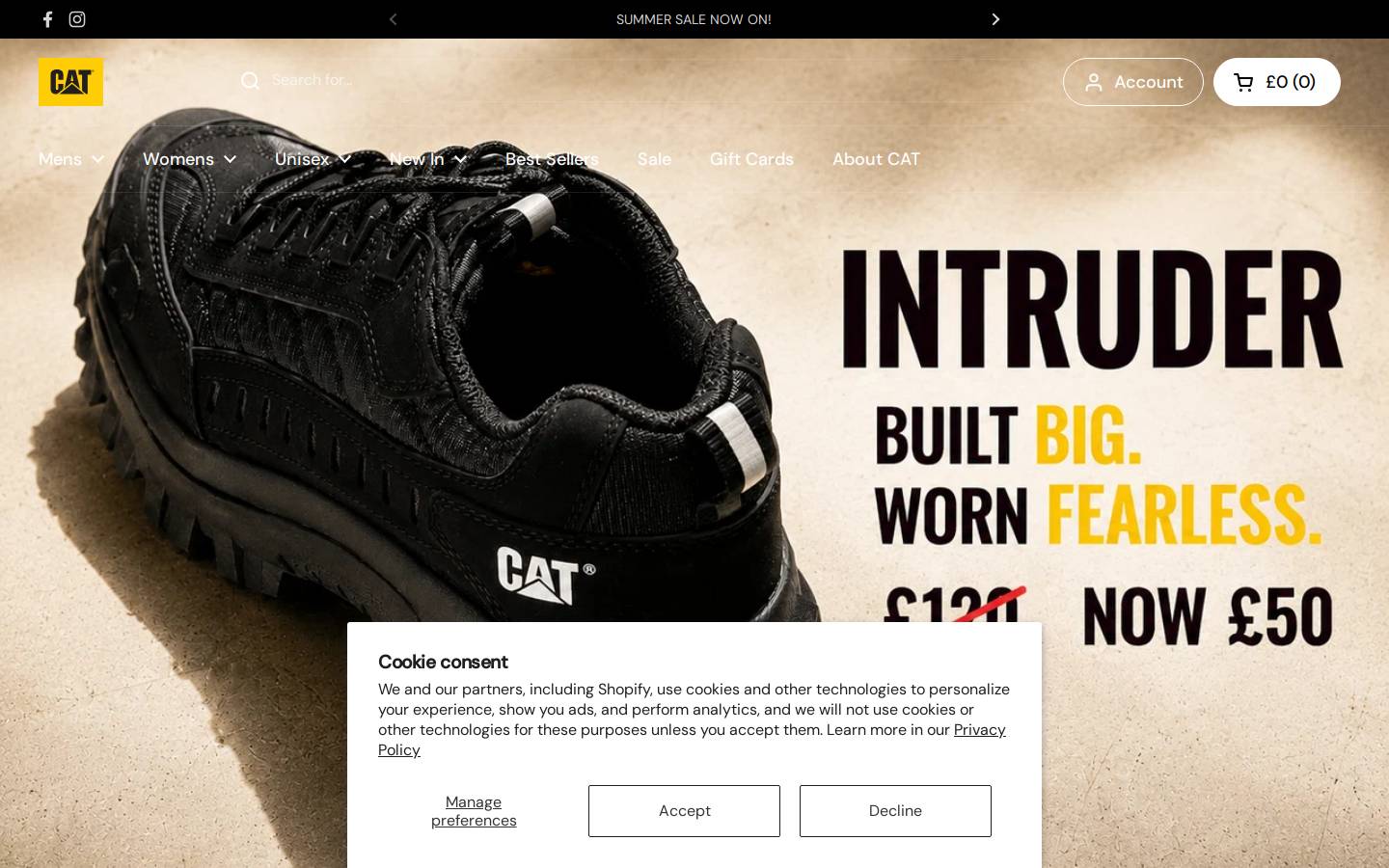 Catfootwear homepage screenshot