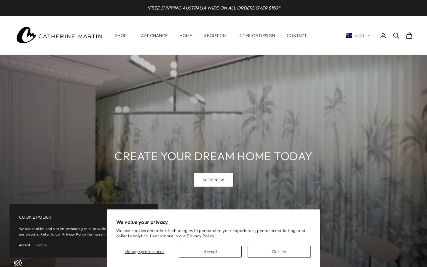 catherinemartindesign.com homepage screenshot