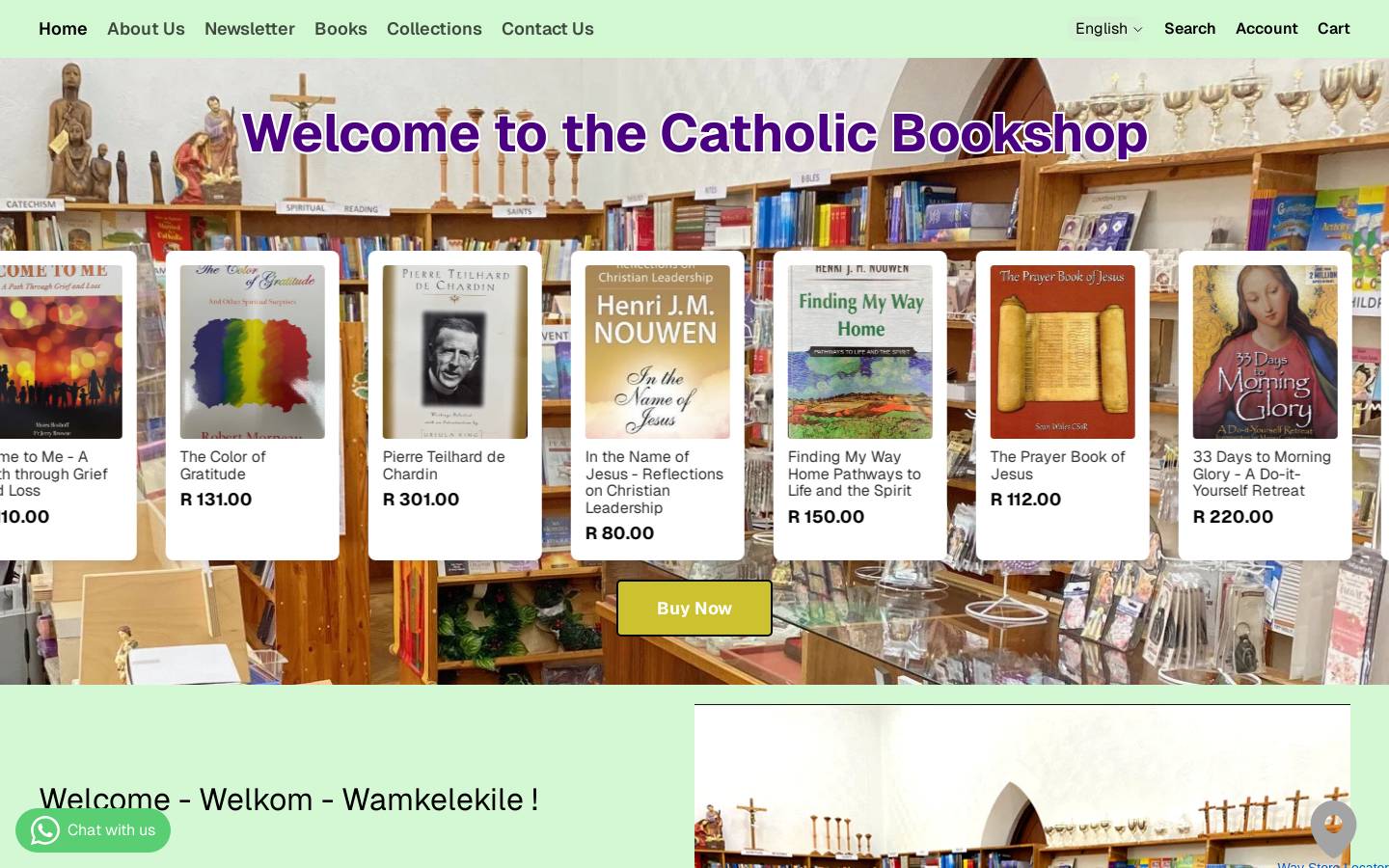 catholicbookshop.co.za homepage screenshot