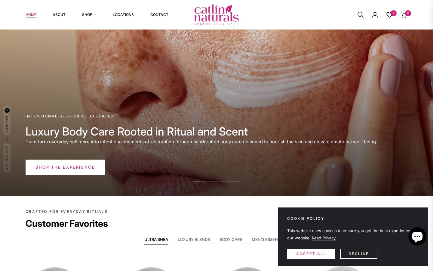 catlinnaturals.com homepage screenshot