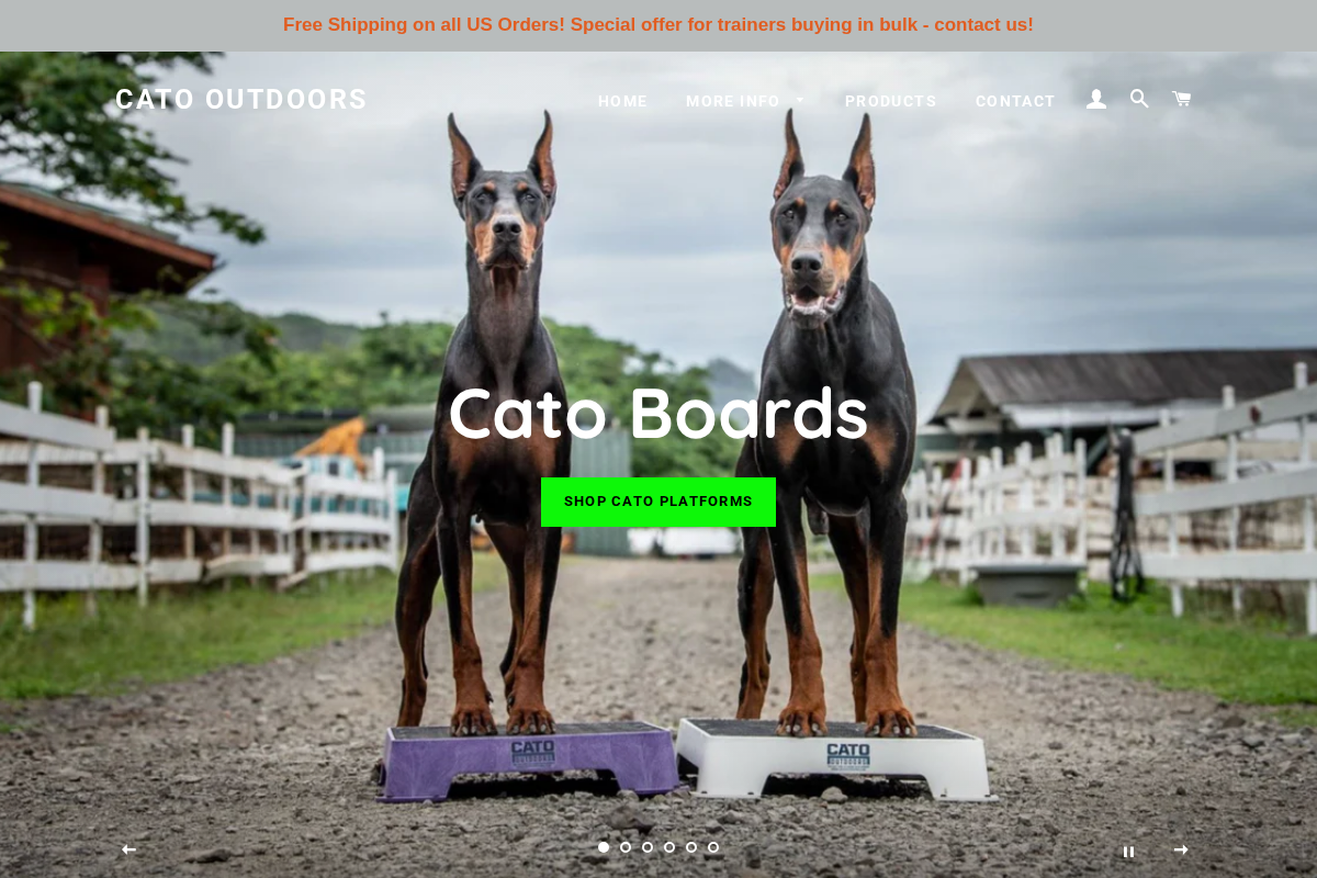 Cato Outdoors homepage screenshot