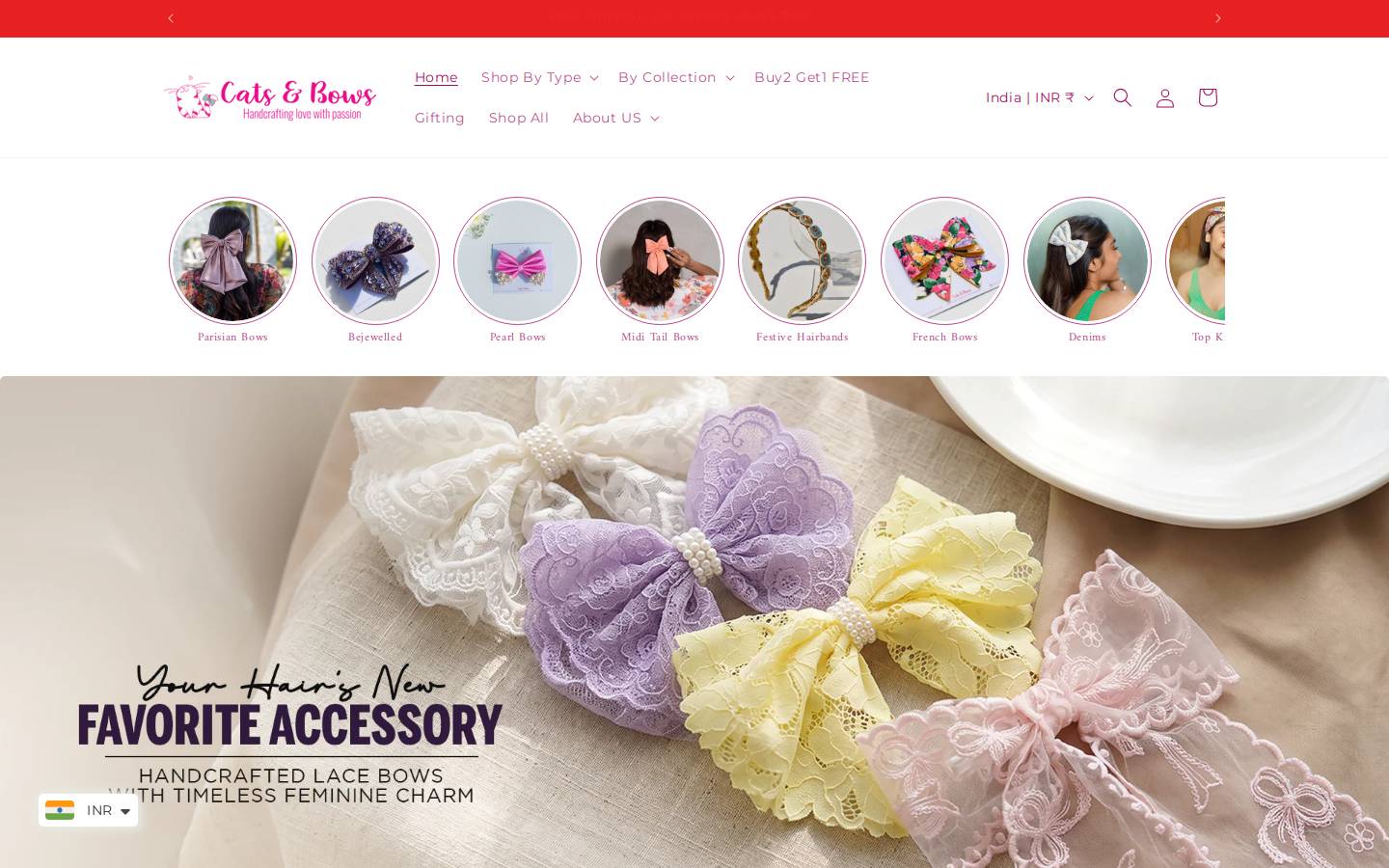 catsandbows.com homepage screenshot