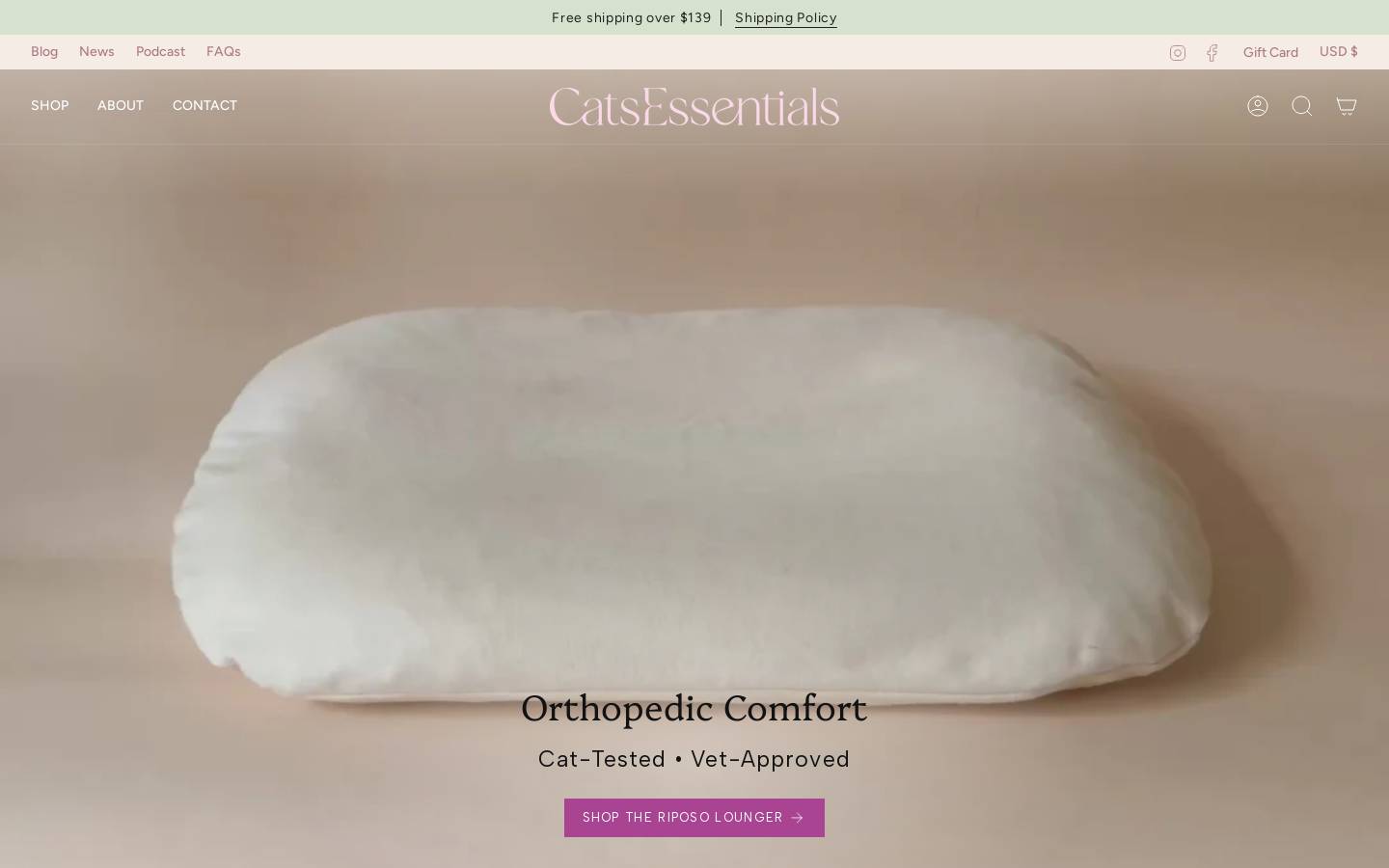 catsessentials.com homepage screenshot